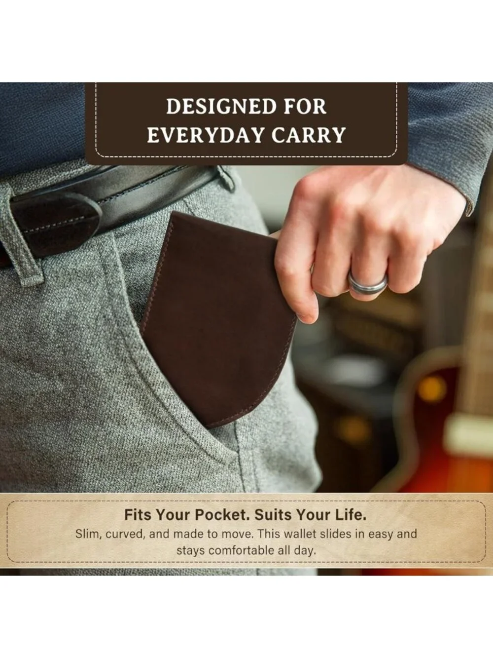 Minimalist Genuine Leather Wallet for Men - Slim Front Pocket, 3 Card Slots & ID